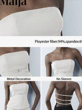 Maija Women's Off-White Open Back Adjustable Halter Top, Backless Chic Summer
